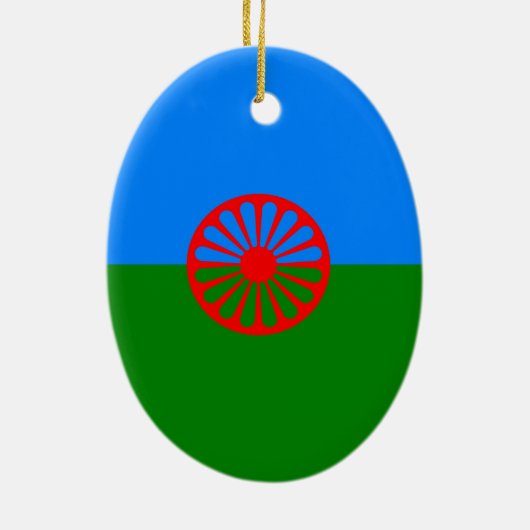 Offizielle Romany Sinti und Roma Flag Keramik Orna Keramik Ornament (Hinten)
