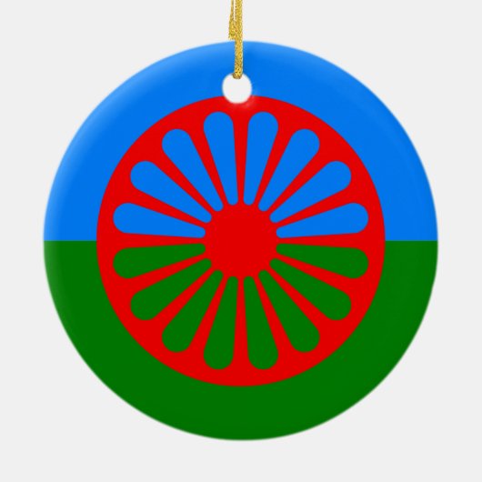 Offizielle Romany-Sinti und Romaflagge Keramik Ornament (Hinten)