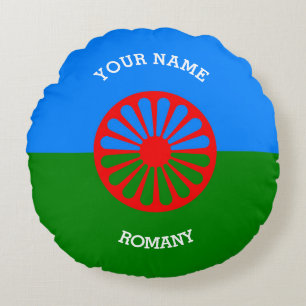 Offizielle Romany-Sinti und Romareisendflagge Rundes Kissen