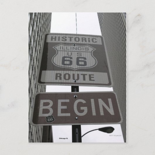 Offizielle Route 66 Anfangszeichen Postkarte (Vorderseite)
