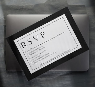 Offizielle Schwarz-Weiß-Antwort-Karte für Hochzeit RSVP Karte