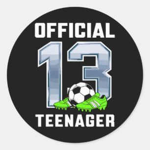 Offizielle Teenager 13. Geburtstagsfeier Fußball T Runder Aufkleber
