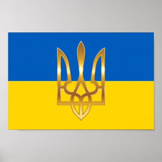 Offizielle ukrainische Flagge Trident Symbol Poste Poster (Vorne)