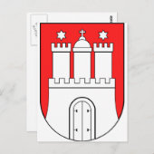 Offizielle Wappen Hamburg Symbol Postkarte (Vorne/Hinten)