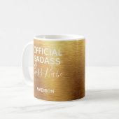 Offizieller Badass Boss Babe Metallic Gold Name Kaffeetasse (Vorderseite Links)