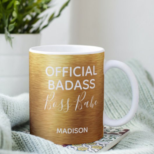 Offizieller Badass Boss Babe Metallic Gold Name Kaffeetasse