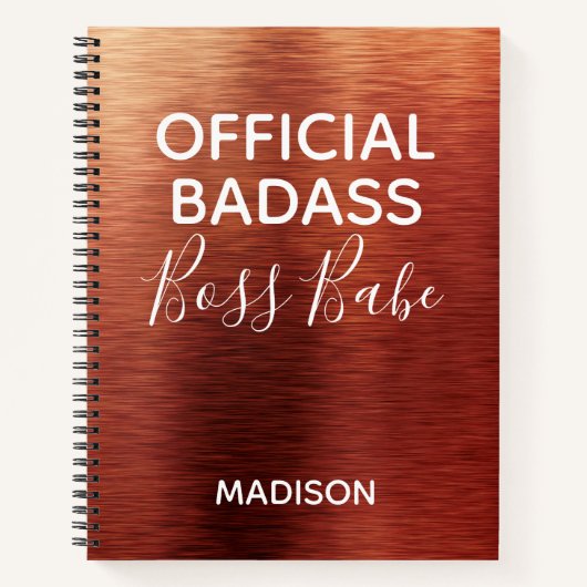 Offizieller Badass Boss Babe Metallic Kupfername Notizblock (Vorderseite)