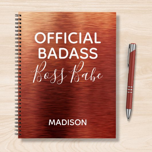Offizieller Badass Boss Babe Metallic Kupfername Notizblock