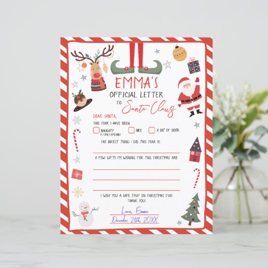 Offizieller Brief an den Weihnachtsmann (Stehend Vorderseite)
