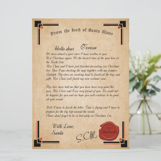 Offizieller Brief der Weihnachtskarte Karte (Stehend Vorderseite)