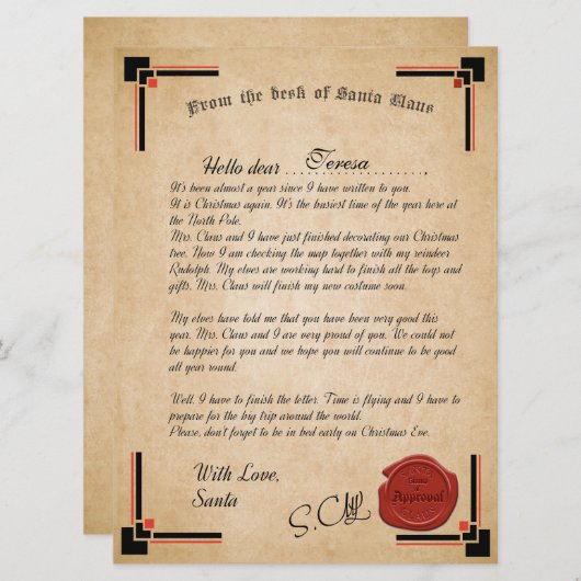 Offizieller Brief der Weihnachtskarte Karte (Vorne/Hinten)