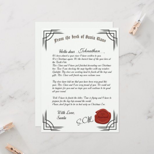 Offizieller Brief der Weihnachtskarte Karte (Vorderseite/Rückseite Beispiel)