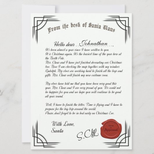 Offizieller Brief der Weihnachtskarte Karte (Vorderseite)