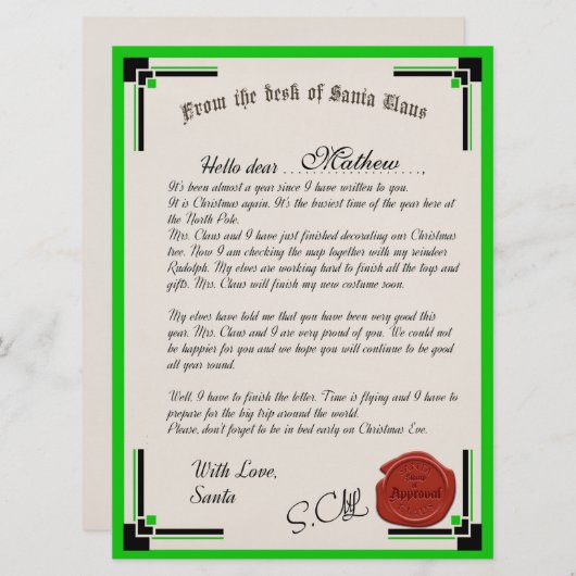 Offizieller Brief der Weihnachtskarte Karte (Vorne/Hinten)