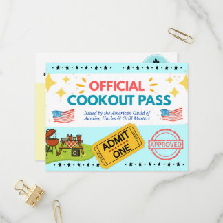 Offizieller Cookout Pass - Gag-Geschenkkarte Einladungspostkarte