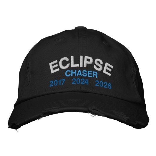 Offizieller Eclipse-Chaser-Spaß-Spruch Schwarz Bestickte Baseballkappe (Vorderseite)