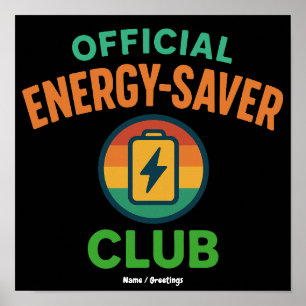Offizieller Energy-Saver Club Retro-Batterie-Icon  Poster