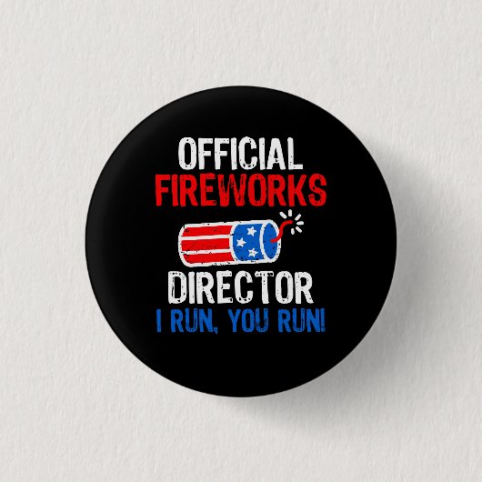 Offizieller Feuerwerksdirektor Funny 4. Juli Gesch Button (Vorderseite)
