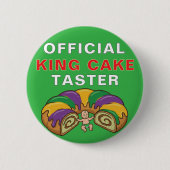 Offizieller King Cake Verkoster Lustiger Mardi Gra Button (Vorderseite)