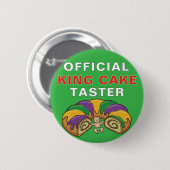 Offizieller King Cake Verkoster Lustiger Mardi Gra Button (Vorne & Hinten)