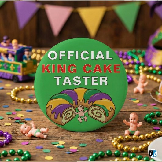 Offizieller King Cake Verkoster Lustiger Mardi Gra Button