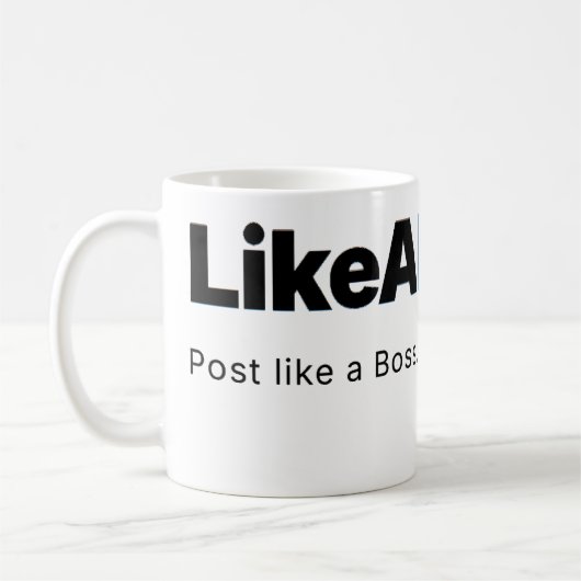 Offizieller LikeABoss.fun Minimalist Logo Becher Kaffeetasse (Links)
