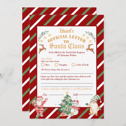 Offizieller Nordpol-Brief an Santa 12x18inch Einladung (Vorne/Hinten)