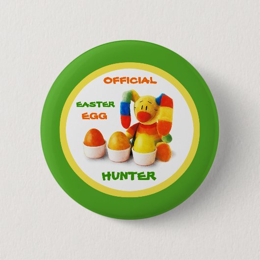 Offizieller Ostereier-Jäger. Funny Bunny mit Eiern Button (Vorderseite)