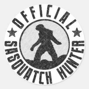 Offizieller Sasquatch Jäger - Bigfoot in B/W Runder Aufkleber