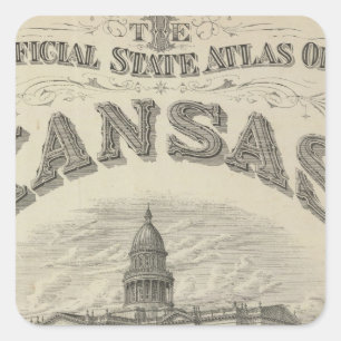 Offizieller Staats-Atlas Titelblatt-Kansas Quadratischer Aufkleber