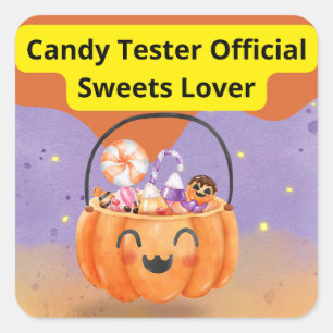 Offizieller Süßigkeitenliebhaber Candy Tester Quadratischer Aufkleber
