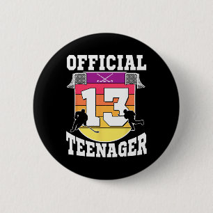 Offizieller Teenager 13. Geburtstag Eishockey Jung Button