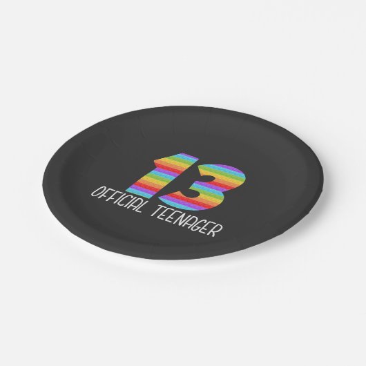 Offizieller Teenager 13. Junge oder Mädchen Popit Pappteller (Schrägansicht)