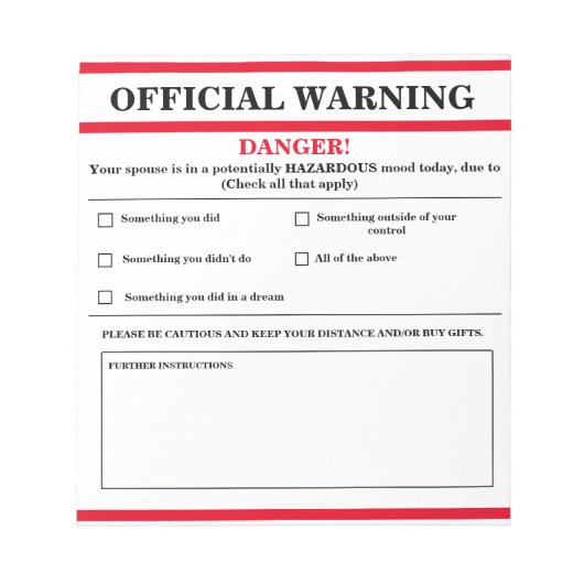 Offizieller WarnNotepad Notizblock (Vorderseite)