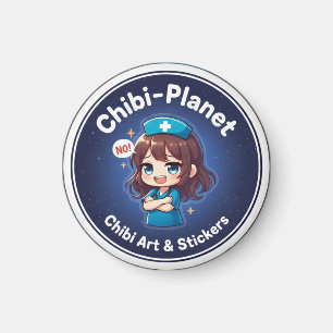 Offizielles Chibi-Planet-Logo: freches Pflege-Magn Magnet