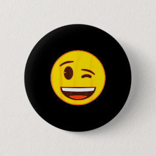 Offizielles Emoji Zwinkerndes Gelbes Smiley-Gesich Button