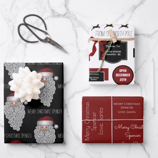 Offizielles Geschenk vom Weihnachtsmann Personalis Geschenkpapier Set (Vorderseite)