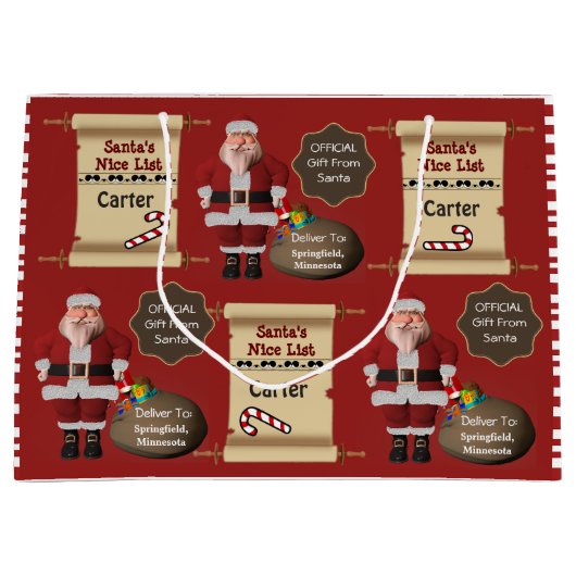 Offizielles Geschenk von Santa mit Namen und Stand Große Geschenktüte (Vorderseite)