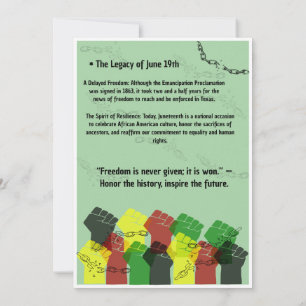 Offizielles Juneteenth Freedom Day Definitionspost Dankeskarte