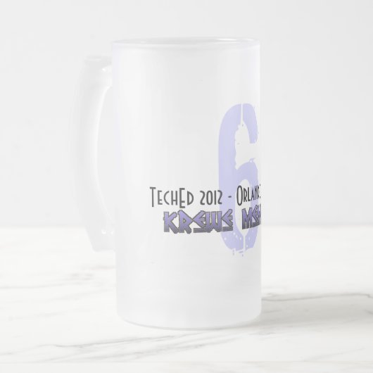 Offizielles Krewe TechEd 2012 "6" Bier-Tasse Mattglas Bierglas (Vorderseite Links)