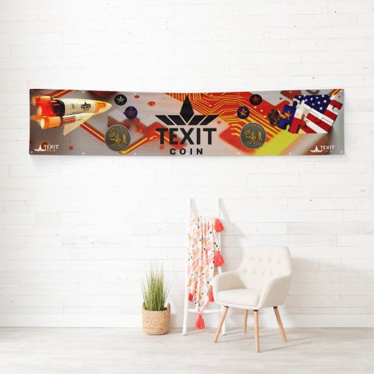 Offizielles LOGO von Texit Coin mit Raketenschiff Banner (Insitu)