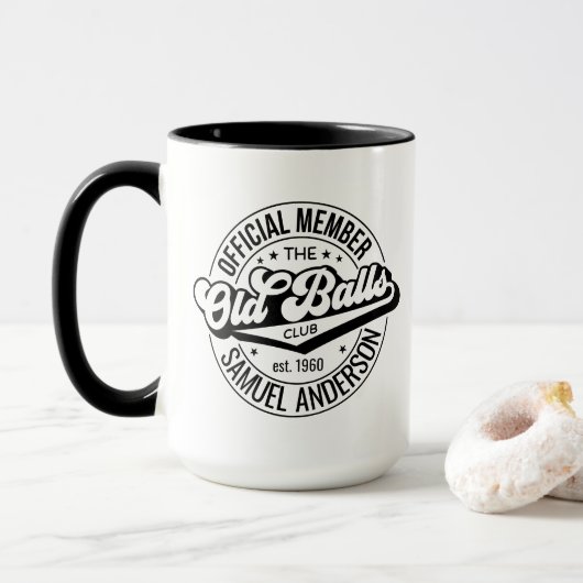 Offizielles Mitglied des Old Balls Club Geburtstag Tasse (Mit Donut)