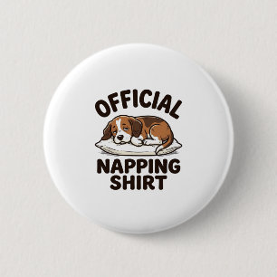 Offizielles Napping-Shirt Sleepy Dog Vintage Desig Button