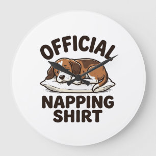 Offizielles Napping-Shirt Sleepy Dog Vintage Desig Große Wanduhr