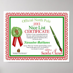 Offizielles Nizza Listen-Zertifikat Poster