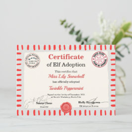 Offizielles Nordpol-Elfen-Adoptionszertifikat Einladung