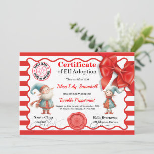 Offizielles Nordpol-Elfen-Adoptionszertifikat Einladung