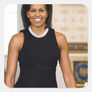Offizielles Portrait von First Lady Michelle Obama Quadratischer Aufkleber