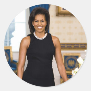 Offizielles Portrait von First Lady Michelle Obama Runder Aufkleber