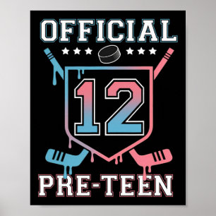 Offizielles Pre-Teen 12. Geburtstags-Hockey-Drip-J Poster